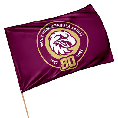 MANLY SEA EAGLES 80 YEAR COMMEMORATIVE GAME DAY FLAG NRL