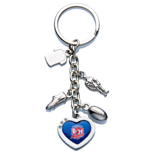 ROOSTERS CHARM KEY RING NRL