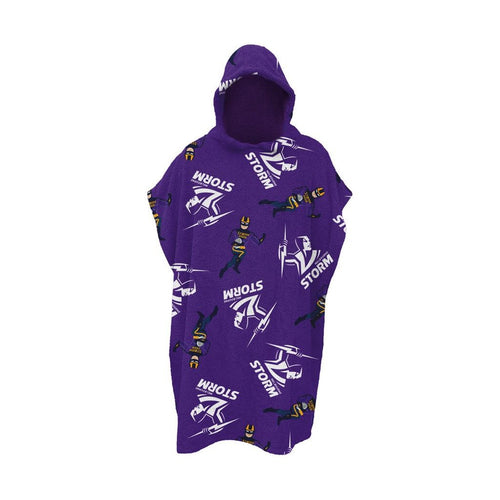 MELBOURNE STORM YOUTH HOODED BEACH TOWEL NRL