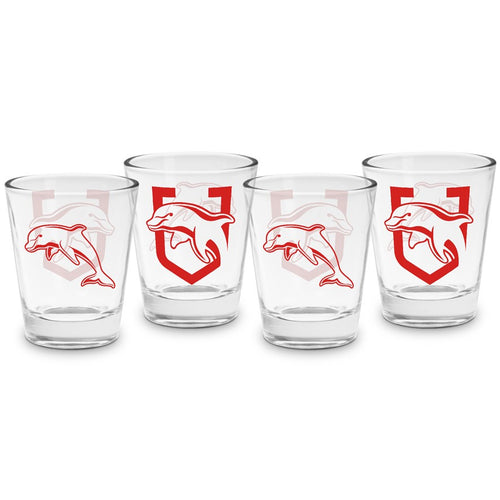 DOLPHINS SET OF 4 GLASSES AND CAN COOLER NRL