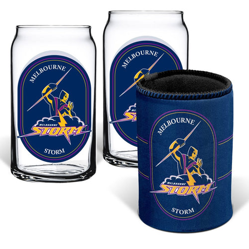 STORM HERITAGE SET OF 2 GLASSES AND CAN COOLER NRL