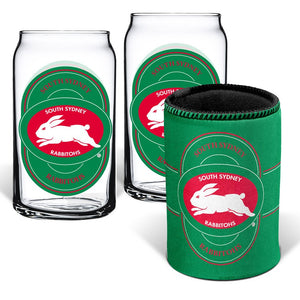 RABBITOHS HERITAGE SET OF 2 GLASSES AND CAN COOLER NRL
