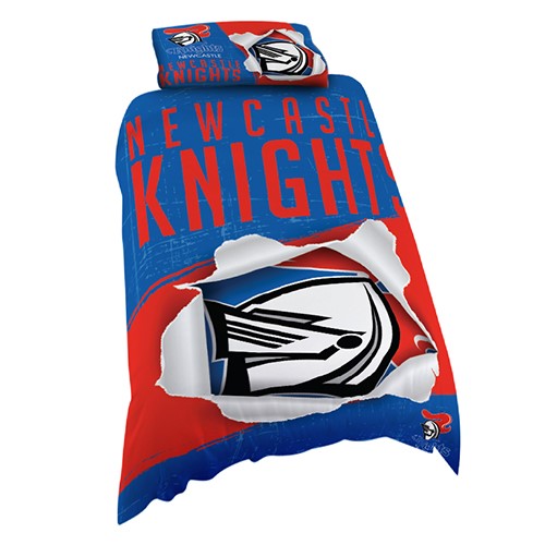 NEWCASTLE KNIGHTS SINGLE QUILT COVER SET NRL
