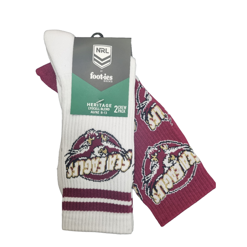 MANLY SEA EAGLES RETRO SNEAKER SOCKS 2 PACK NRL