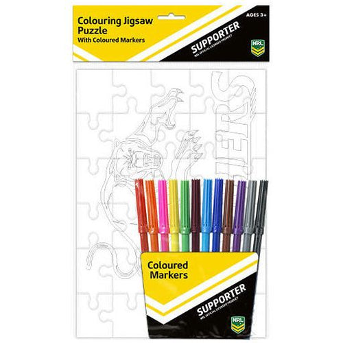 PANTHERS COLOURING PUZZLE & MARKERS SET NRL