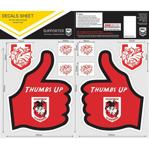 DRAGONS THUMBS UP DECAL NRL