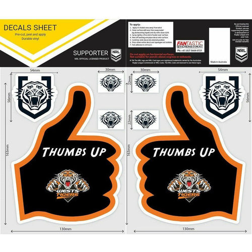 WESTS TIGERS THUMBS UP DECAL NRL