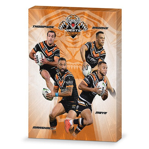 WEST TIGERS 4 PLAYER CANVAS NRL