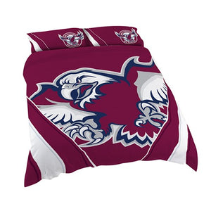 MANLY SEA EAGLES QUEEN QUILT COVER SET NRL