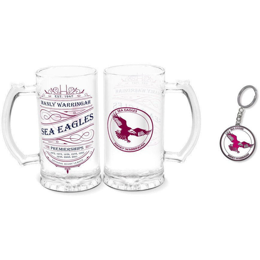MANLY SEA EAGLES HERITAGE STEIN GLASS & METAL KEY RING – The Big Outlet ...