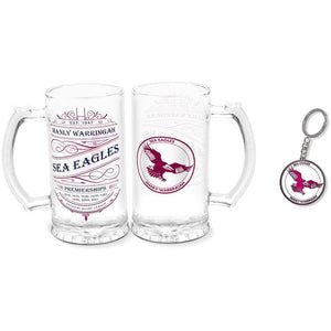 MANLY SEA EAGLES HERITAGE STEIN GLASS & METAL KEY RING The Big Outlet Store