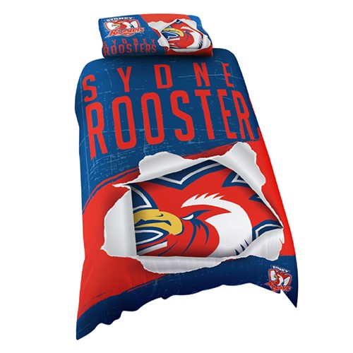 ROOSTERS SINGLE QUILT COVER SET NRL