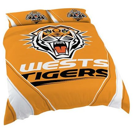 WESTS TIGERS QUEEN QUILT COVER SET NRL