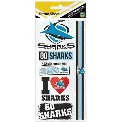 SHARKS TATTOO SHEET NRL