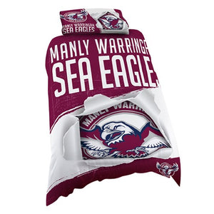 MANLY SEA EAGLES SINGLE QUILT COVER SET