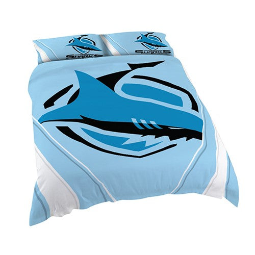 SHARKS QUEEN QUILT COVER SET NRL