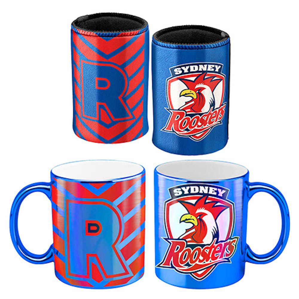 ROOSTERS METALLIC MUG AND METALLIC CAN COOLER NRL
